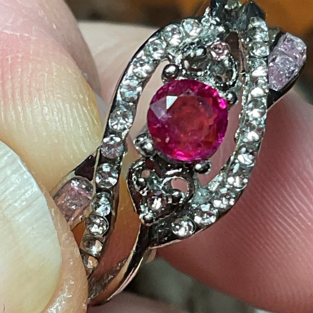 Ruby Silver/Rhodium Ring 8 - Picture 6 of 8
